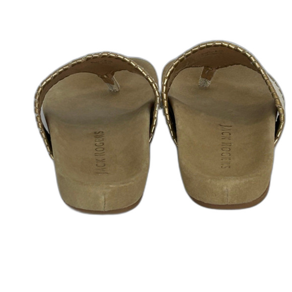 Jack Rogers Sandals Women’s Size 7.5 Color Tan Gold Embroidered Beach Scene - Picture 4 of 10